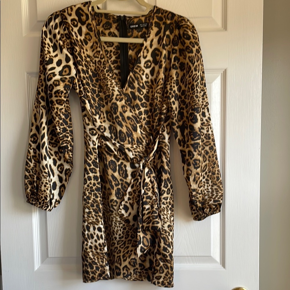 Shein Leopard Print Wrap Dress